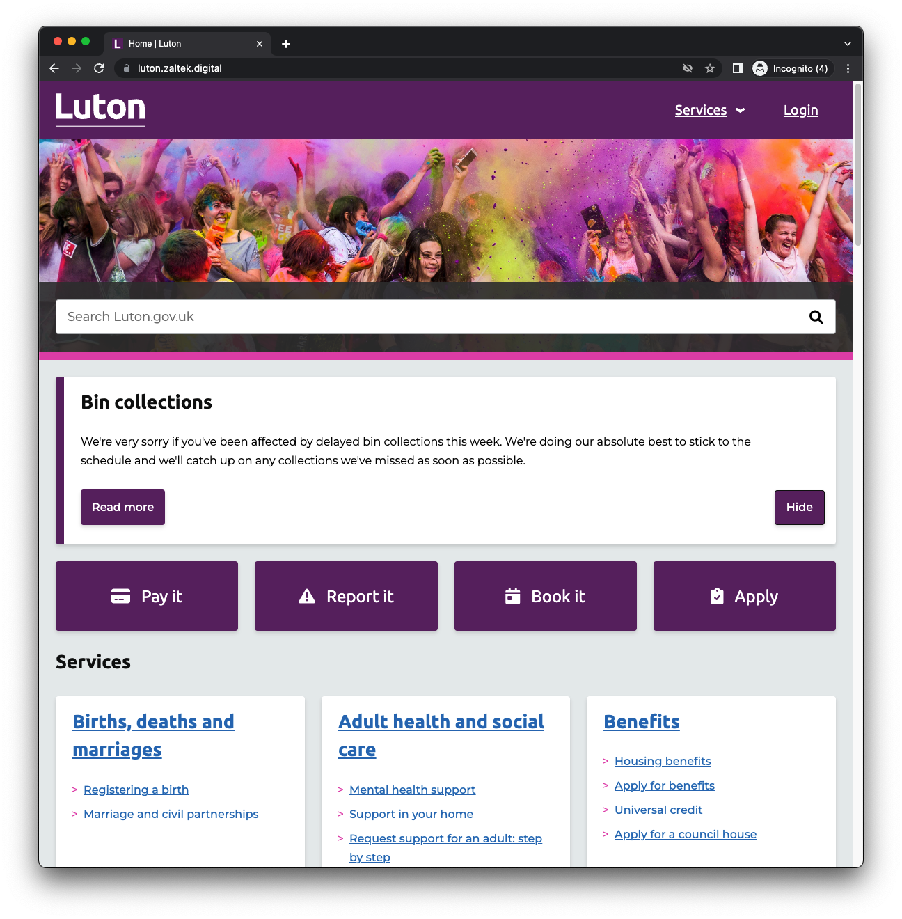 Luton's new homepage