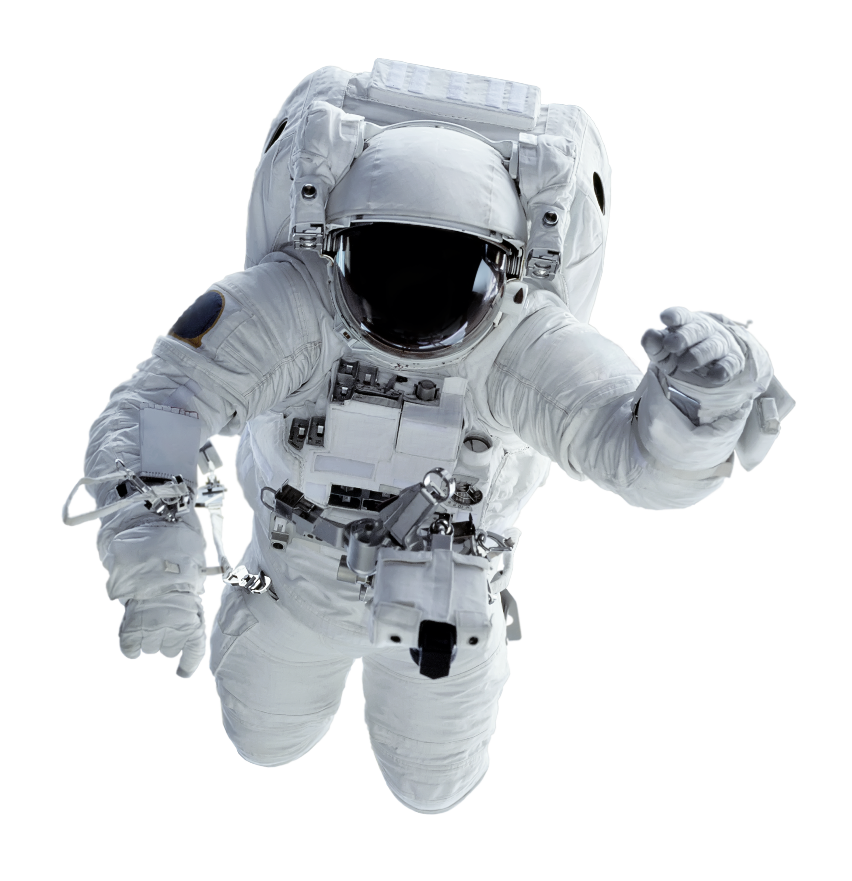 astronaut drifting towards you through space